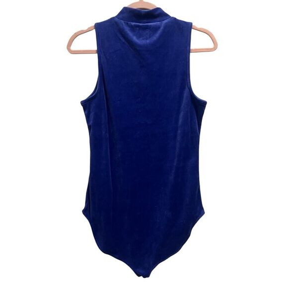 GAP Womens Cobalt Blue Velour Sleeveless Bodysuit Top Size Small S NWT - Picture 3 of 8